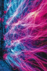Obraz premium Abstract Neon Light Streaks in Pink, Blue, and White