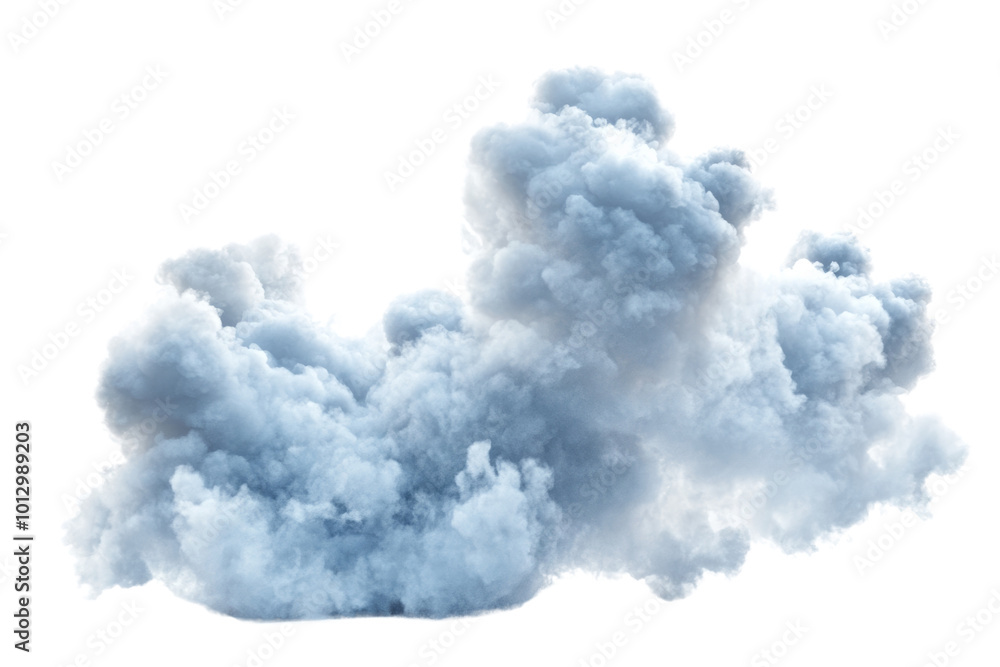 Aufkleber Fluffy clouds against a white isolate background, creating a serene and calming atmosphere, perfect for various designs.