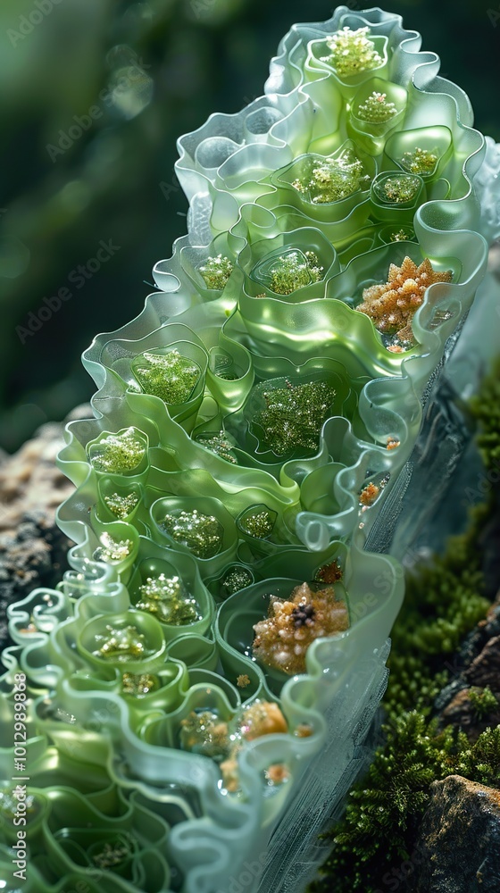 Poster Close-Up of Green Plant with Delicate Texture