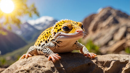 Naklejka premium Leopard Gecko Resting