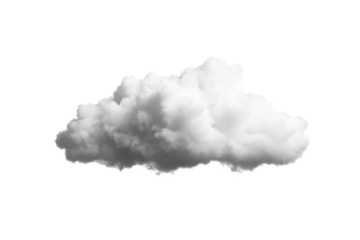 Fluffy white cloud floating against a transparent background, perfect for creative projects and designs.