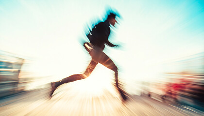 People in motion blur, showing the contrast between movement and stillness