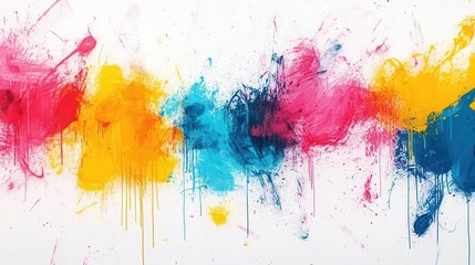 Fototapeta premium A vibrant splash of multicolored paint creates an eye-catching abstract backdrop filled with energy and creativity.