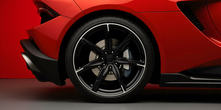 Luxury sports car tire on display with sleek design