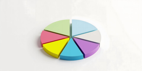 Fototapeta premium Colorful pie chart representing data analysis and statistics