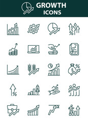 set of growth icon, financial, market