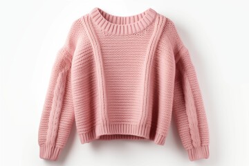 Fototapeta premium Female pink pullover isolated on white background. Generative ai