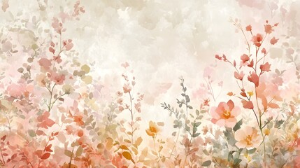 Background floral watercolor wallpaper texture with delicate hand-painted patterns and soft, flowing colors