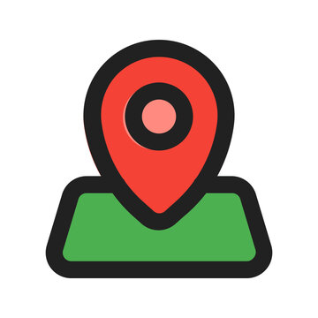 red location pin on green map clip art preview