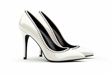 White high heels isolated on white background. Generative ai