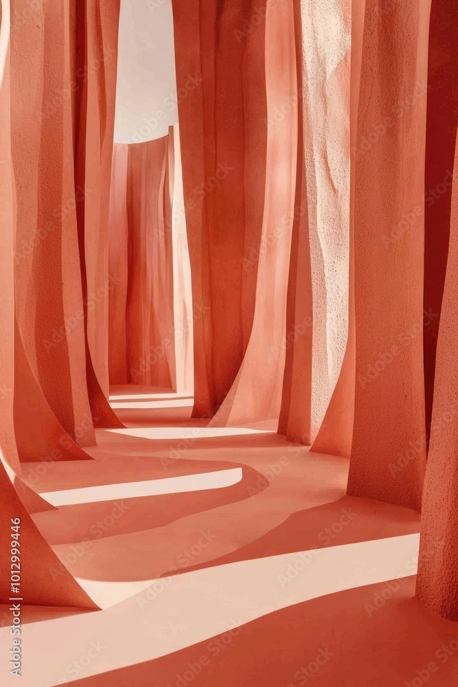 Aufkleber abstract architecture with curved walls and a white path