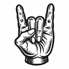 Fototapeta premium Vintage Rock Hand Gesture Vector Illustration Classic Sign of the Horns Design