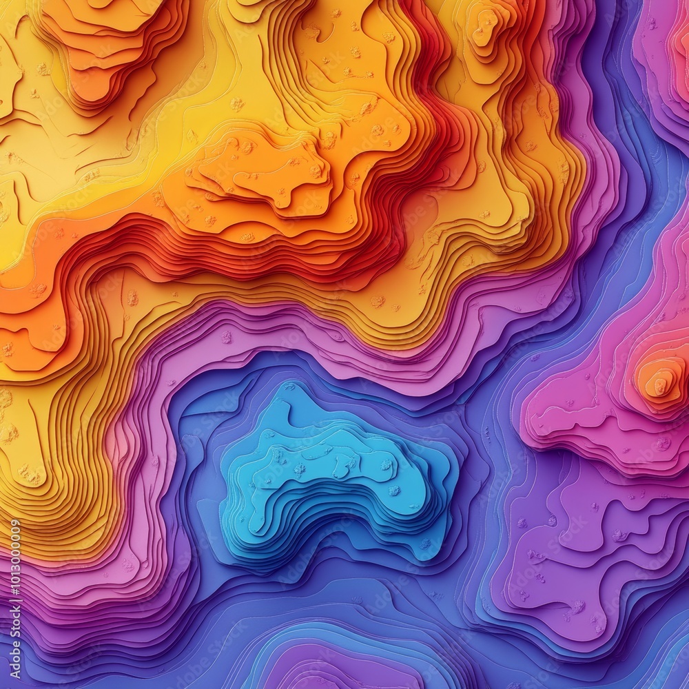 Poster abstract colorful topography map design 3d relief layers background