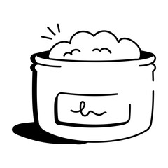 Doodle icon of a jar filled with indian cuisine spice called curry powder

