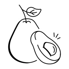 A doodle icon of fresh avocado 

