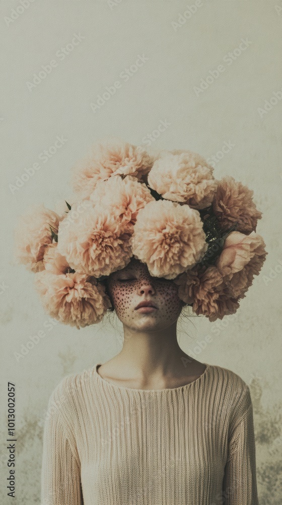 Poster A woman with flowers on her head