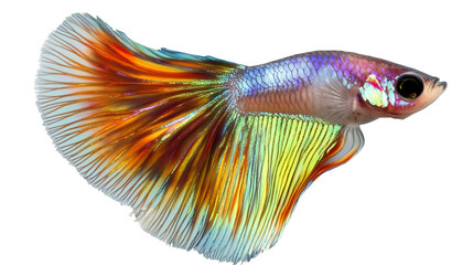 Fototapeta premium A colorful guppy Fish isolated on transparent PNG.
