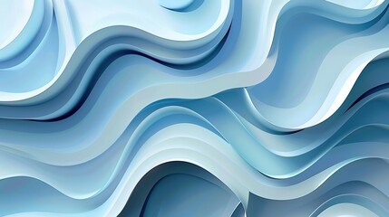 Obraz premium Graceful, fluid layers of blue paper create a calming, abstract oceanic wave-like pattern.