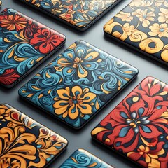 Colorful Floral Pattern Design on Rectangle Surfaces