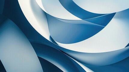 Fototapeta premium Graceful, fluid layers of blue paper create a calming, abstract oceanic wave-like pattern.