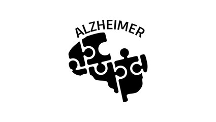 alzheimer emblem, black isolated silhouette