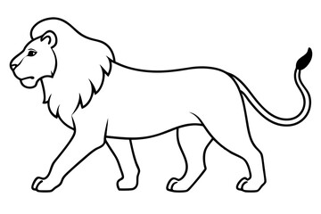 Powerful Lion Approaching with Grace and Elegance Vector Illustration in Lush Greenery
