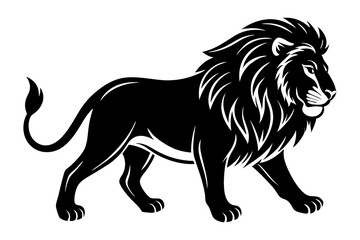 Graceful Lion Walking Toward You Through an Enchanting Wilderness Vector Illustration
