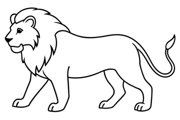 An Elegant Lion with Commanding Presence Walking Forward in a Captivating Vector Illustration





