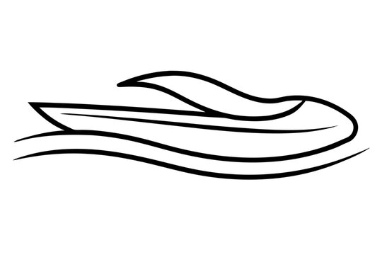 black jet ski on water clip art preview