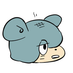 水色の可愛いゆるキャラの表情豊かな手描きイラスト素材