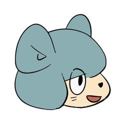 水色の可愛いゆるキャラの表情豊かな手描きイラスト素材
