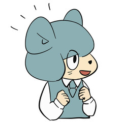 水色の可愛いゆるキャラの表情豊かな手描きイラスト素材