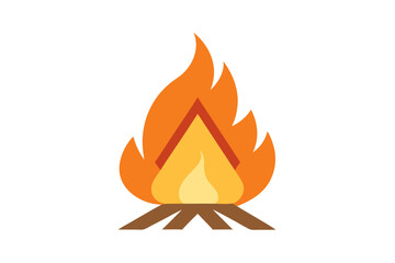Stunning Vector Campfire Art Showcasing Simple Clean Triangular Flames in Natural Settings
