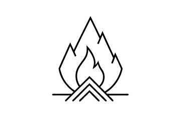 Fototapeta premium Vector Illustration of a Simple Campfire with Clean Triangular Flames for Cozy Outdoor Scenes 