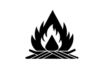Eye Catching Vector Graphic of a Simple Campfire with Triangular Flames Perfect for Adventure Themes

