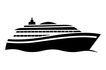 Clean Smooth Vector Illustration Showcasing the Side View of a Majestic Cruise Ship
