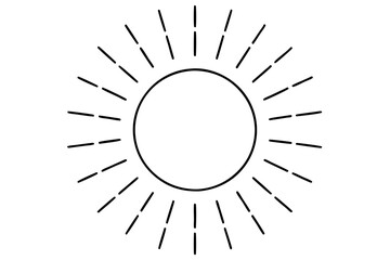Minimalist Vector Illustration of a Sun with Crisp Lines Depicting Rays Spreading Outward
