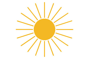 Vibrant Vector Artwork of a Sun Surrounded by Clean Lines Representing Bright Rays
