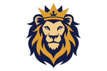 A Regal Lion Wearing a Detailed Crown on Its Head Vector Illustration of Majestic Royalty
