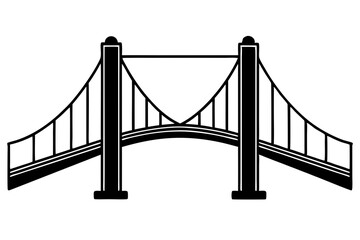 Vector Illustration of a Minimalist Suspension Bridge Featuring Clean Straight Aesthetics for Creative Projects
