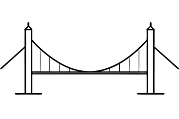 Fototapeta premium Discover a Minimalist Suspension Bridge with Clean Straight Lines in This Stunning Vector Illustration Design 