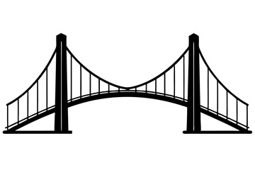 A Minimalist Suspension Bridge with Clean Straight Lines Vector Illustration for Modern Architectural Design
