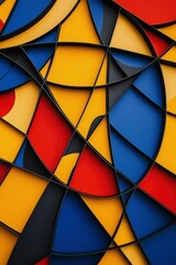 Fototapeta premium Abstract Geometric Pattern with Yellow, Red, Blue, and Black Shapes