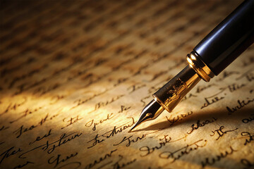 fountain pen on old paper