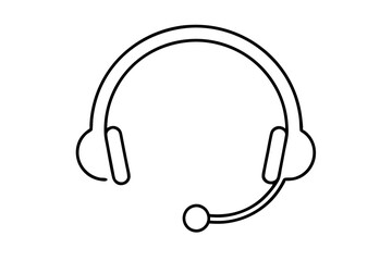 Sleek Vector Illustration of a Minimalist Headset Icon Featuring Thin Curved Lines
