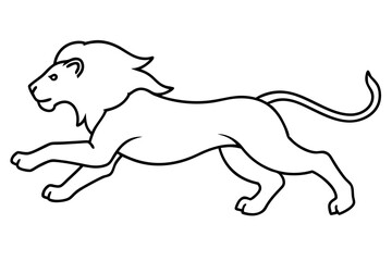 Powerful Lion in Midair Vector Art Capturing a Dynamic Leap with Extended Paws
