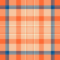 Sketching tartan background fabric, thin seamless pattern plaid. Retro check vector texture textile in orange and atomic tangerine colors.