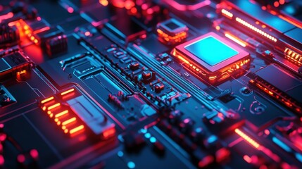 Obraz premium An advanced technological device featuring luminous components and vivid colors, exemplifying innovative design ideal for sci-fi narratives
