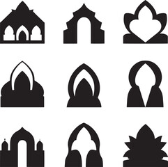 Obraz premium black and white silhouette islamic Muslim icon and vector