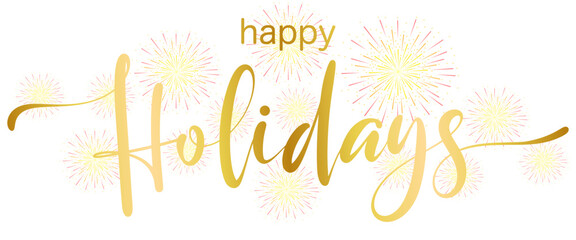 Happy Hollidays golden luxury text Calligraphy vector eps